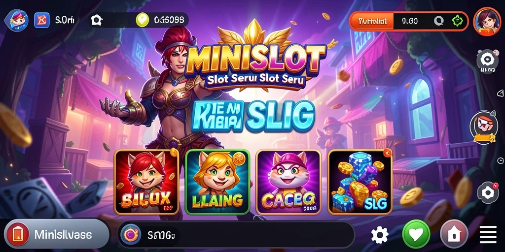 Screenshot gameplay <strong>MINISLOT</strong> menampilkan efek visual yang menarik dan slot yang seru.