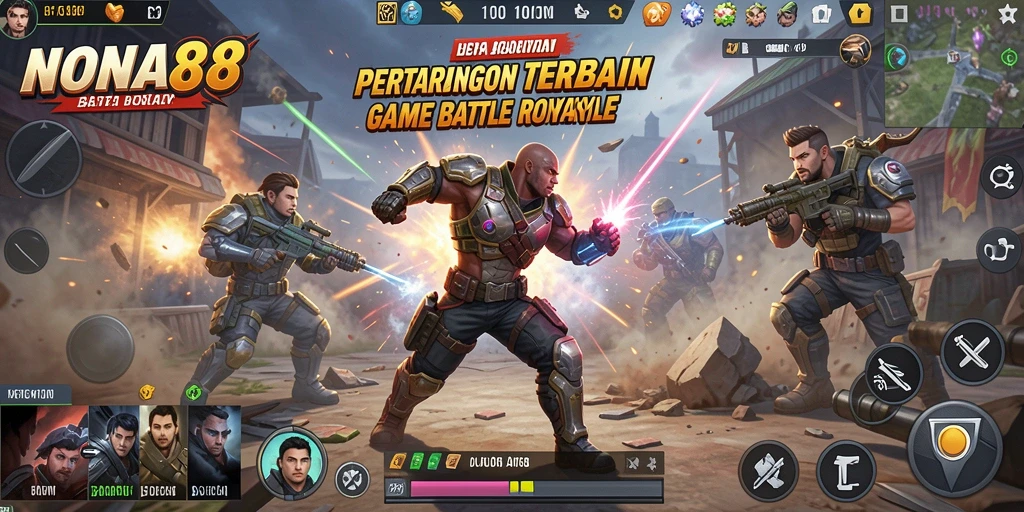 Screenshot NONA88 menampilkan aksi seru dalam permainan Battle Royale.