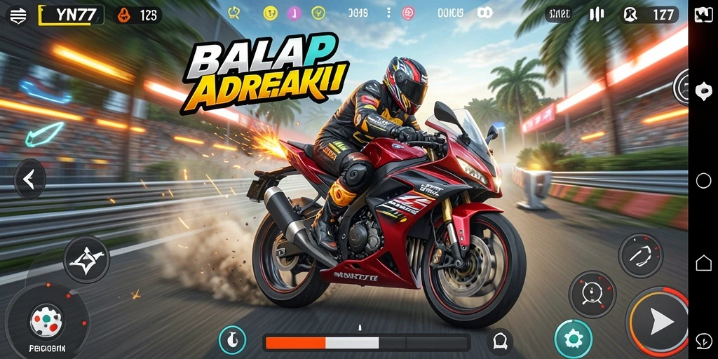 Tampilan gameplay balap motor yang menegangkan di YN777.